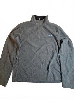 Lands' End Gray Fleece Pullover Half-Zip Sweater Medium